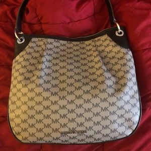 Authentic Michael Kors grey leather purse